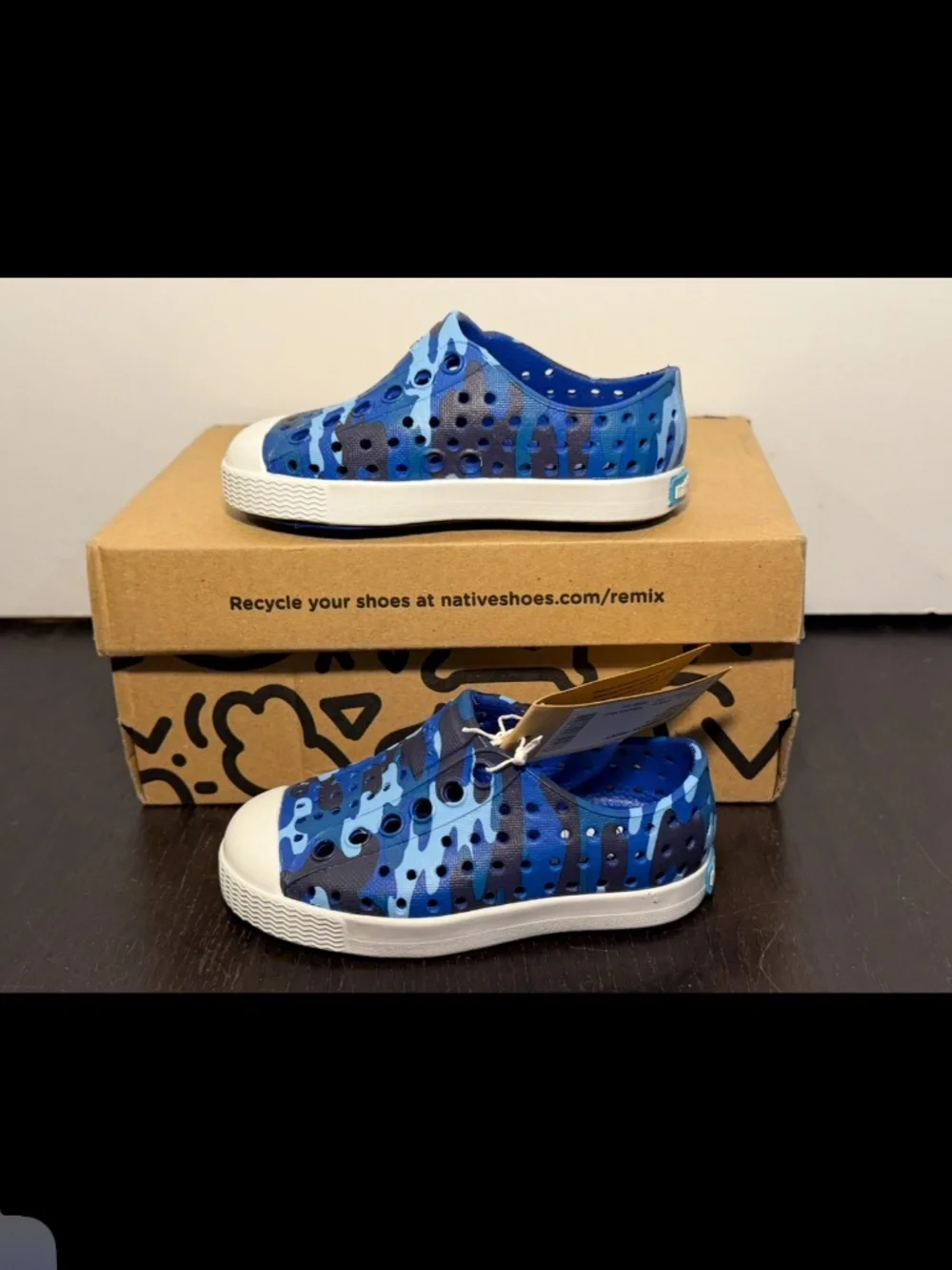 Native Jefferson Print Shoes Sky Camo/Blue/White Little Kid/Toddler US C4/EU 19